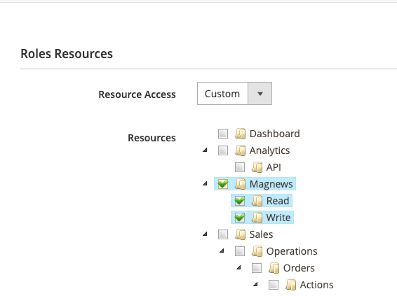 User Role configuration in Magento Admin